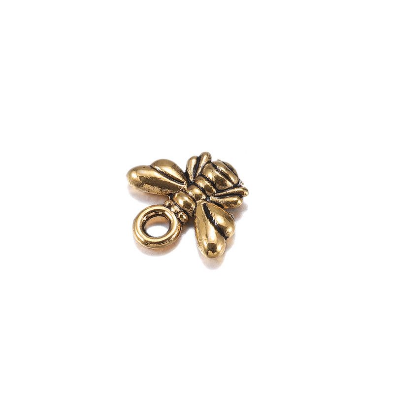 40db/tétel 10x11mm tibeti bevonatú medálok Bee Charms medálgyöngyök nyaklánchoz karkötő fülbevaló ékszer készítés