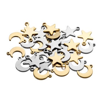 20-50 τμχ από ανοξείδωτο ατσάλι Small Moon Star μενταγιόν Flat Charms για κατασκευή κοσμημάτων DIY Σκουλαρίκι Κρεμασμένο κολιέ Βραχιόλι Τέλος Ουρά