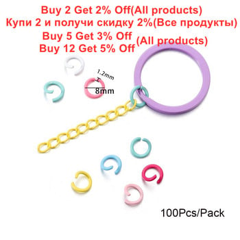 100Pcs/Παρτίδα 1,2x8mm πολύχρωμα μεταλλικά δαχτυλίδια άλματος Ανοιχτός σύνδεσμος για κολιέ τσόκερ Αλυσίδα βραχιόλι Maille Κατασκευή κοσμημάτων