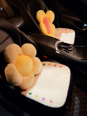 Νέα άφιξη Winter βελούδινο Four Seasons Ins Cute Lamb μάλλινο κάλυμμα καθίσματος Cartoon Flower Μαξιλάρι καθίσματος αυτοκινήτου Universal