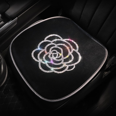 Goddess autósülés párna plüss kis háromrészes Camellia Hot Drilling kreatív autósülés párnahuzat dísz