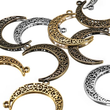 10 τμχ 30x40mm Φιλιγκράν Hollow Moon Charms Κράμα μεταλλικό γιακά Luna Μενταγιόν Συνδέσεις DIY Jewelry Making Handmade Craft Findings