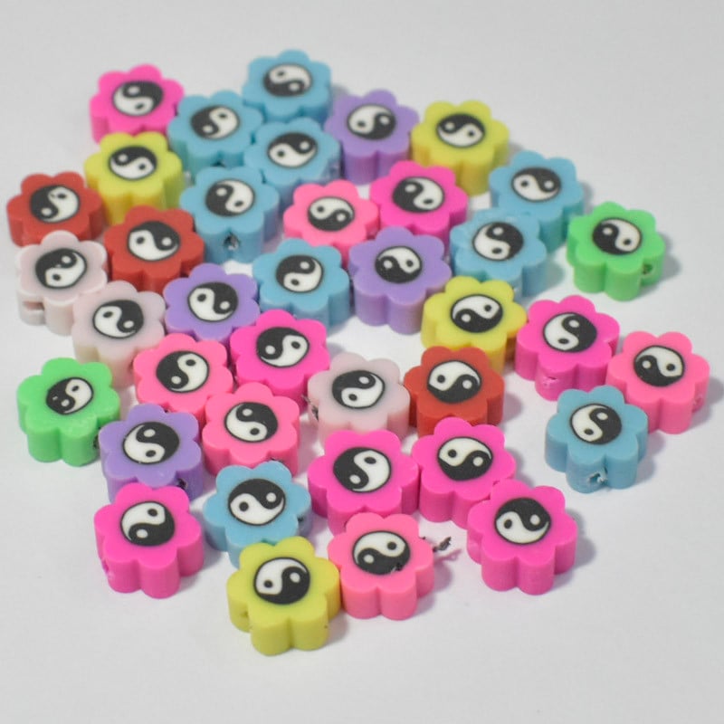 10mm30/50/100db/tétel Smiley Face gyöngyök polimer agyag gyöngyök laza távtartó gyöngyök ékszerkészítéshez barkácsolás karkötő kiegészítők
