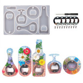 Kamščiatraukis „pasidaryk pats“ epoksidinės formos butelių atidarytuvas silikoninė forma, skirta „pasidaryk pats“ raktų pakabukų dekoravimui, raktų pakabukas pakabukų priedai, rankdarbiai Auxili