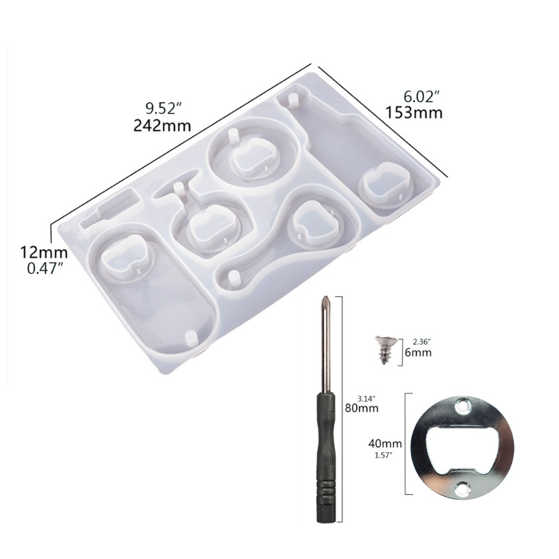 Kamščiatraukis „pasidaryk pats“ epoksidinės formos butelių atidarytuvas silikoninė forma, skirta „pasidaryk pats“ raktų pakabukų dekoravimui, raktų pakabukas pakabukų priedai, rankdarbiai Auxili