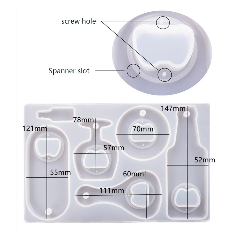 Kamščiatraukis „pasidaryk pats“ epoksidinės formos butelių atidarytuvas silikoninė forma, skirta „pasidaryk pats“ raktų pakabukų dekoravimui, raktų pakabukas pakabukų priedai, rankdarbiai Auxili