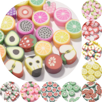 DIY10mm30/50/100pcs Mix Fruit Clay Beads Polymer Clay Lemon Grape Μήλο Strawberry Spacer Beads For Making Βραχιόλι κολιέ