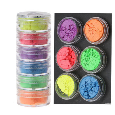 Неонов фосфорен пигмент Комплект прах Перлена слюда на прах Флуоресцентен блясък за нокти Епоксидна смола Багрило Перлен пигмент DIY Jewelry Craf
