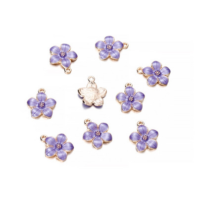 10 db Zománc színes Virág Sakura Charms Medálok Fém Nyaklánc Karkötő Fülbevaló Barkácsolás Ékszerkészítés Kellékek Kiegészítők