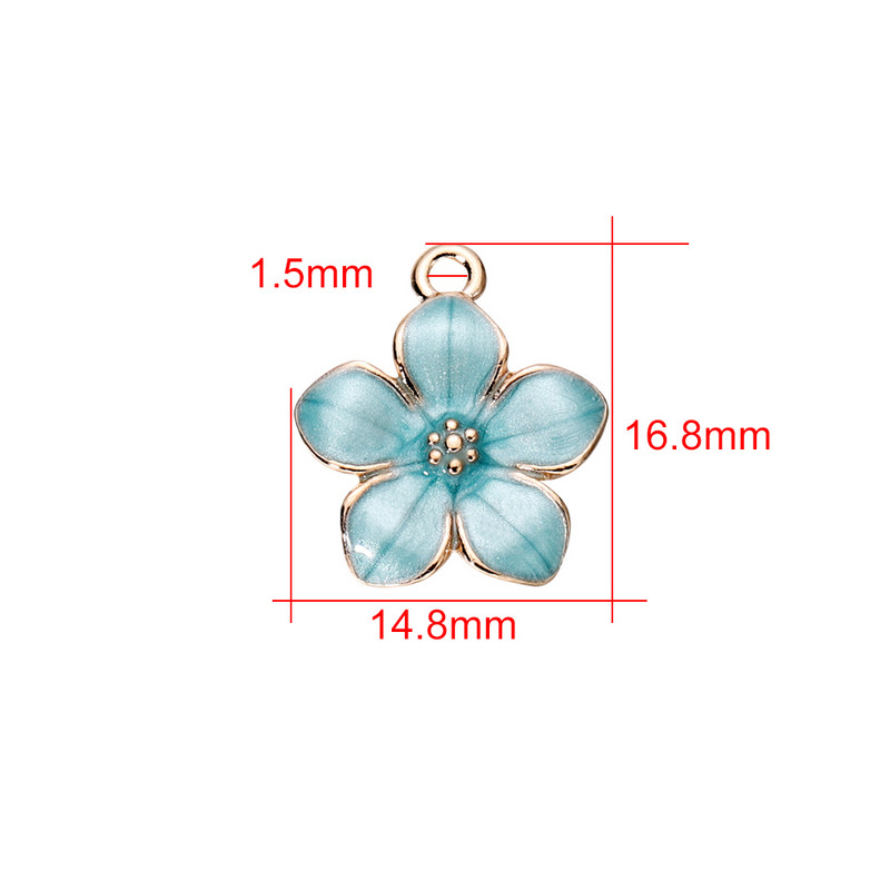 10 db Zománc színes Virág Sakura Charms Medálok Fém Nyaklánc Karkötő Fülbevaló Barkácsolás Ékszerkészítés Kellékek Kiegészítők