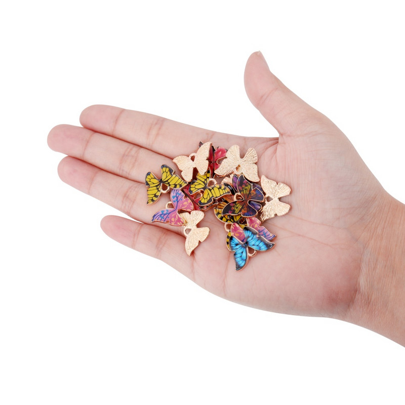 10 бр. Цветни емайлирани пеперуди Талисмани Висулки Направи си сам Колие Гривна Обеци Талисмани Животни Висулка Аксесоари за маркиране на бижута