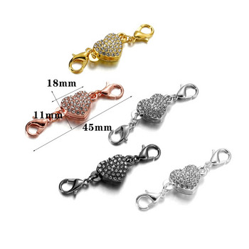 3 ζεύγη 18x11mm Crystal Heart Magnetic Claps με Lobster Clap End κούμπωμα για αξεσουάρ βραχιολιών κατασκευής κοσμημάτων