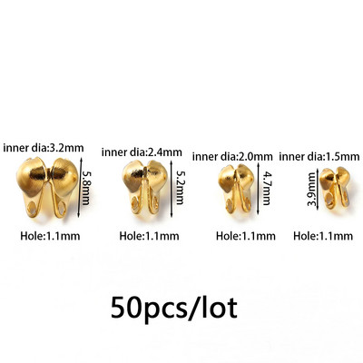 50/100db rozsdamentes acél kapcsok horgok nyaklánchoz karkötő arany színű végpréselések gyöngyök csatlakozók lelet ékszer kellékek