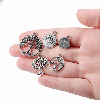 10-20 τμχ Vintage Antique Ασημί Χρώμα Hollow Life Tree Charms Φυτό μενταγιόν για DIY κολιέ Κοσμήματα Κατασκευή χειροποίητων κοσμημάτων