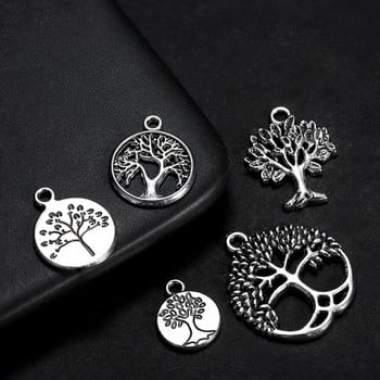 10-20 τμχ Vintage Antique Ασημί Χρώμα Hollow Life Tree Charms Φυτό μενταγιόν για DIY κολιέ Κοσμήματα Κατασκευή χειροποίητων κοσμημάτων