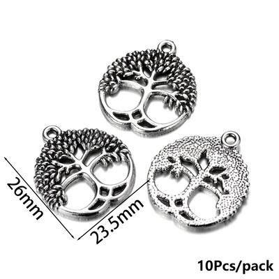 10-20 bucăți de culoare argintiu antic de epocă, brelocuri de copac de viață, pandantiv cu plante pentru coliere, bijuterii, fabricare manuală