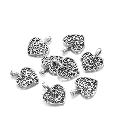 30 τμχ/παρτίδα 15x18 χιλιοστά αντίκες επιμεταλλωμένα γούρια Κοίλη καρδιά μενταγιόν Κοσμήματα Βραχιόλι Γούρια Αξεσουάρ