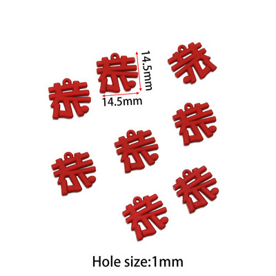 10db piros kínai stílusú medál kiváló minőségű téglalap Best Wishes címke Zománc Charm Diy fülbevaló ékszer kiegészítők