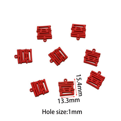 10db piros kínai stílusú medál kiváló minőségű téglalap Best Wishes címke Zománc Charm Diy fülbevaló ékszer kiegészítők