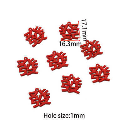 10db piros kínai stílusú medál kiváló minőségű téglalap Best Wishes címke Zománc Charm Diy fülbevaló ékszer kiegészítők