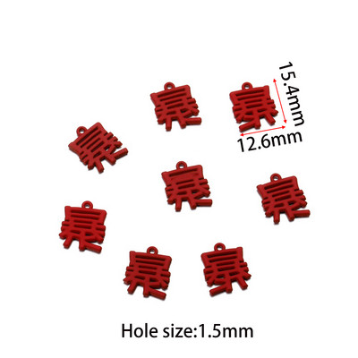 10db piros kínai stílusú medál kiváló minőségű téglalap Best Wishes címke Zománc Charm Diy fülbevaló ékszer kiegészítők