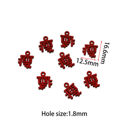 10db piros kínai stílusú medál kiváló minőségű téglalap Best Wishes címke Zománc Charm Diy fülbevaló ékszer kiegészítők