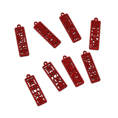 10db piros kínai stílusú medál kiváló minőségű téglalap Best Wishes címke Zománc Charm Diy fülbevaló ékszer kiegészítők