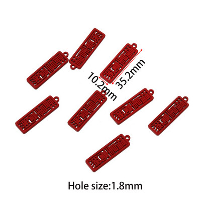 10db piros kínai stílusú medál kiváló minőségű téglalap Best Wishes címke Zománc Charm Diy fülbevaló ékszer kiegészítők