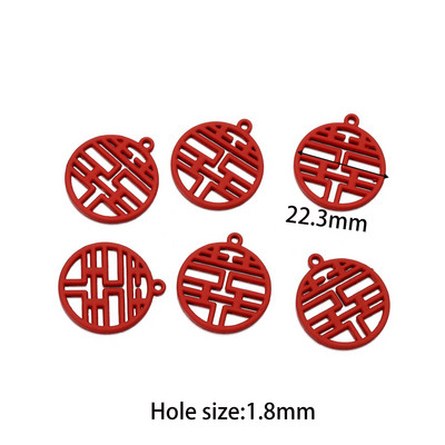 10db piros kínai stílusú medál kiváló minőségű téglalap Best Wishes címke Zománc Charm Diy fülbevaló ékszer kiegészítők