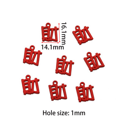 10db piros kínai stílusú medál kiváló minőségű téglalap Best Wishes címke Zománc Charm Diy fülbevaló ékszer kiegészítők