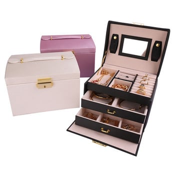 Collare Boxes and Packaging PU Δερμάτινη θήκη μακιγιάζ αποθήκευσης Jewelry Organizer Κουτιά δοχείων Καλλυντική θήκη OB005