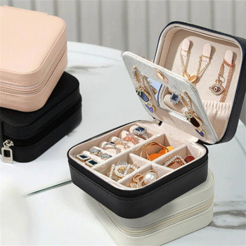 Jewelry Organizer PU Δερμάτινο κουτί αποθήκευσης με καθρέφτη Ταξίδι φορητό σκουλαρίκι θήκη Οθόνη Φανελένιο κοσμηματοπωλείο Γυναικείο δώρο για κορίτσι
