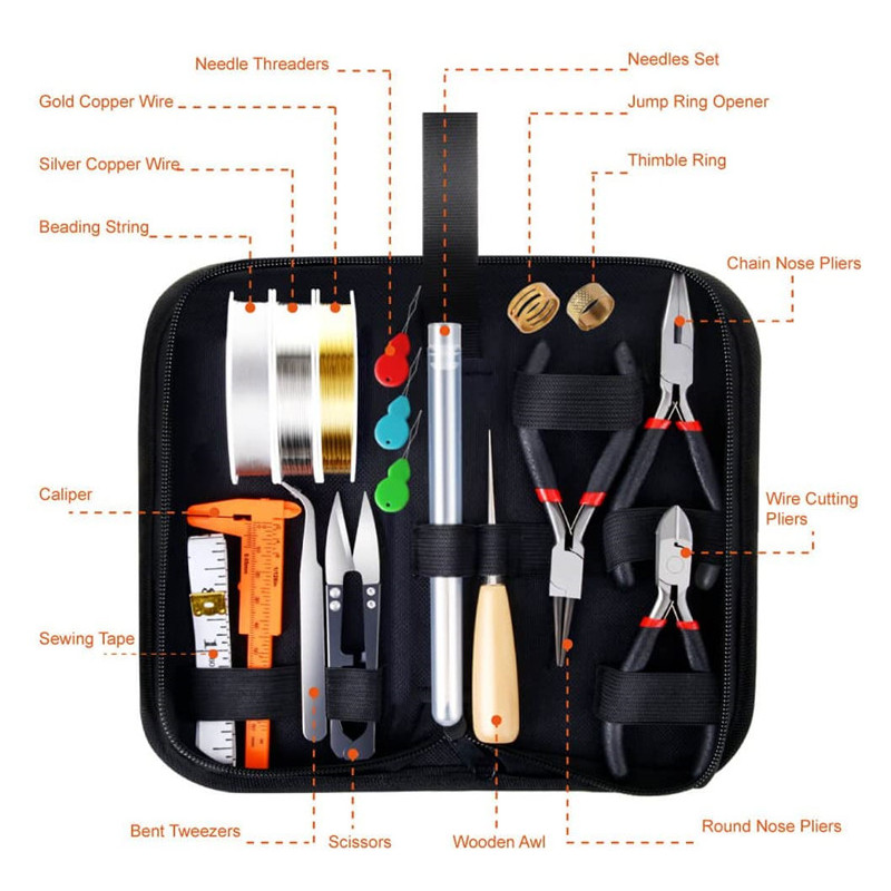 Set kliješta za popravak nakita DIY Alati za izradu i održavanje ogrlica s pincetom Komplet prstena Škare za heklanje Bakrena žica