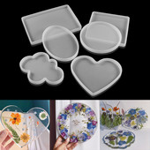 Geometric Heart Cloud Στρογγυλό Σχήμα σουβέρ Ρητίνη σιλικόνη Καλούπια χύτευσης για DIY Εποξειδική Ρητίνη Σουβέρ Δίσκος κοσμημάτων Εργαλεία