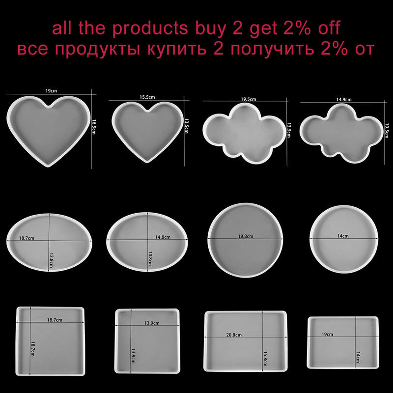 Geometric Heart Cloud Στρογγυλό Σχήμα σουβέρ Ρητίνη σιλικόνη Καλούπια χύτευσης για DIY Εποξειδική Ρητίνη Σουβέρ Δίσκος κοσμημάτων Εργαλεία