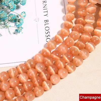 15" vrpca 4-14 mm, kristalne perle od prirodnog kamena mačje oko, glatke okrugle perle za narukvice, ručna izrada dijelova nakita "uradi sam"