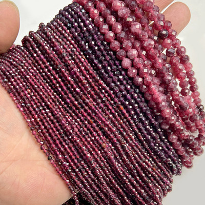 Perle od prirodnog granata Fasetirane kamene perle labave razmaknice perle 2/3/6 mm perle dragulja kamene perle za izradu nakita DIY narukvice ogrlica 15"