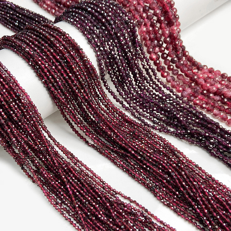 Perle od prirodnog granata Fasetirane kamene perle labave razmaknice perle 2/3/6 mm perle dragulja kamene perle za izradu nakita DIY narukvice ogrlica 15"