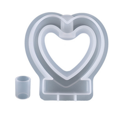 Srce ljubavi šesterokutni lonac za cvijeće Hidroponski cilindar Kalup od epoksidne smole Nosač za epruvete Silikonski kalup DIY alati za rukotvorine