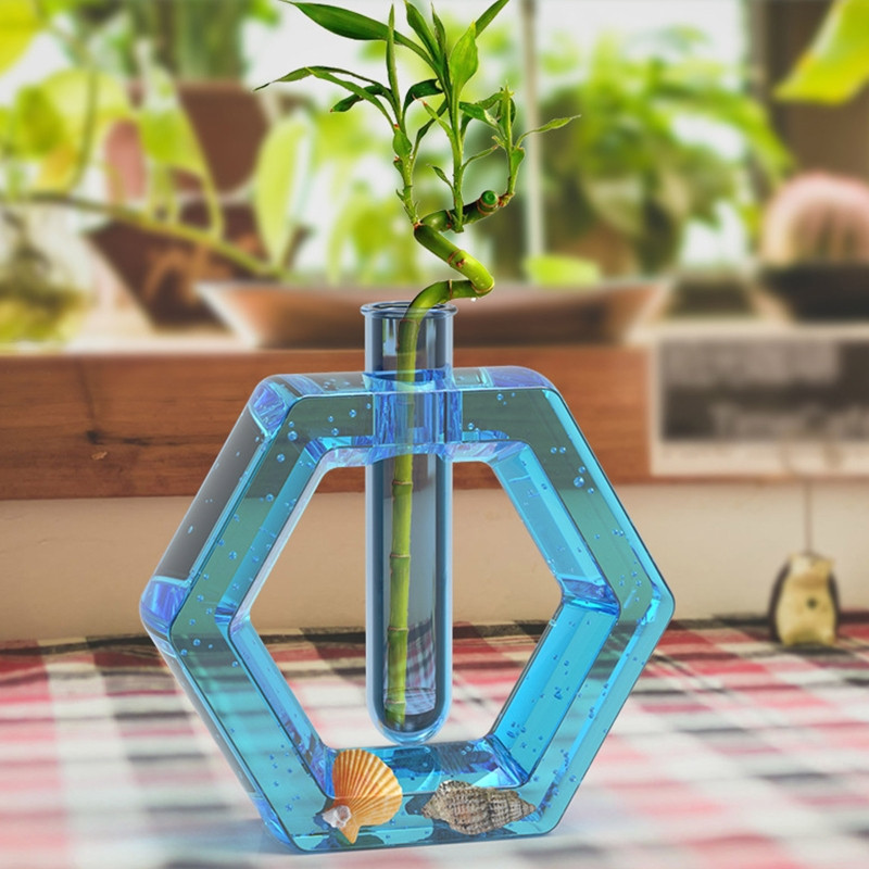 Srce ljubavi šesterokutni lonac za cvijeće Hidroponski cilindar Kalup od epoksidne smole Nosač za epruvete Silikonski kalup DIY alati za rukotvorine