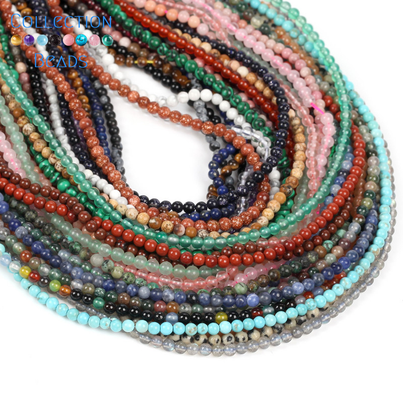 2mm 3mm 4mm margele de piatra naturala agate ochi de tigru malachit turcoaz Amazonit margele rotunde pentru realizarea de bijuterii bratara DIY 15''