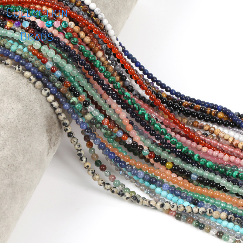 2mm 3mm 4mm margele de piatra naturala agate ochi de tigru malachit turcoaz Amazonit margele rotunde pentru realizarea de bijuterii bratara DIY 15''