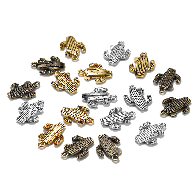 10 kom/lot privjesaka tibetanske zlatne boje kaktus privjesak 20x15 mm za DIY pribor za ručno izrađene ogrlice