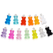 10 vnt./Siūlė Spalvingi Gummy Bear pakabukai Candy Charms Animaciniai Dervos Meškiuko Raktų Pakabukai Pasidaryk pats papuošalai Auskarai Kaklo papuošalai Priedai