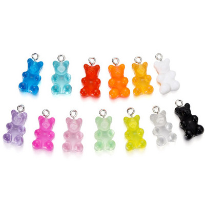 10 bucăți/lot pandantive cu ursuleț de gumă colorate, bomboane, brelocuri, brelocuri cu urs de rășină din desene animate, pentru bijuterii DIY, cercei, accesorii pentru colier