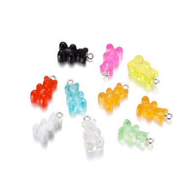 10 vnt./Siūlė Spalvingi Gummy Bear pakabukai Candy Charms Animaciniai Dervos Meškiuko Raktų Pakabukai Pasidaryk pats papuošalai Auskarai Kaklo papuošalai Priedai