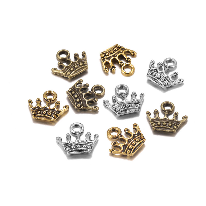 20db/tétel 13x14mm tibeti színű korona Charms medál gyöngyök ötvözet nyaklánchoz karkötő fülbevaló ékszer készítés