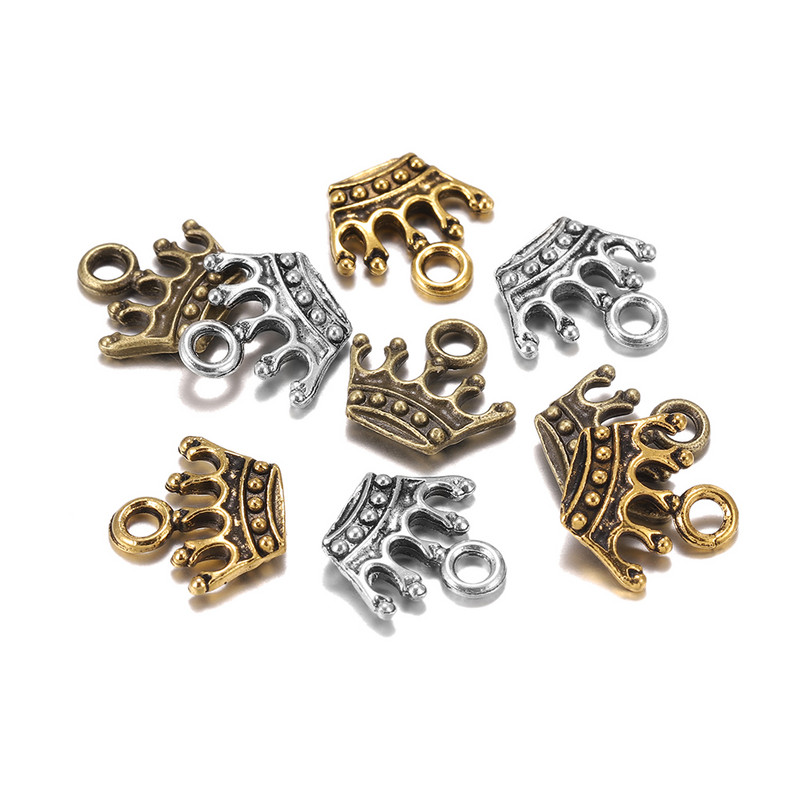 20db/tétel 13x14mm tibeti színű korona Charms medál gyöngyök ötvözet nyaklánchoz karkötő fülbevaló ékszer készítés