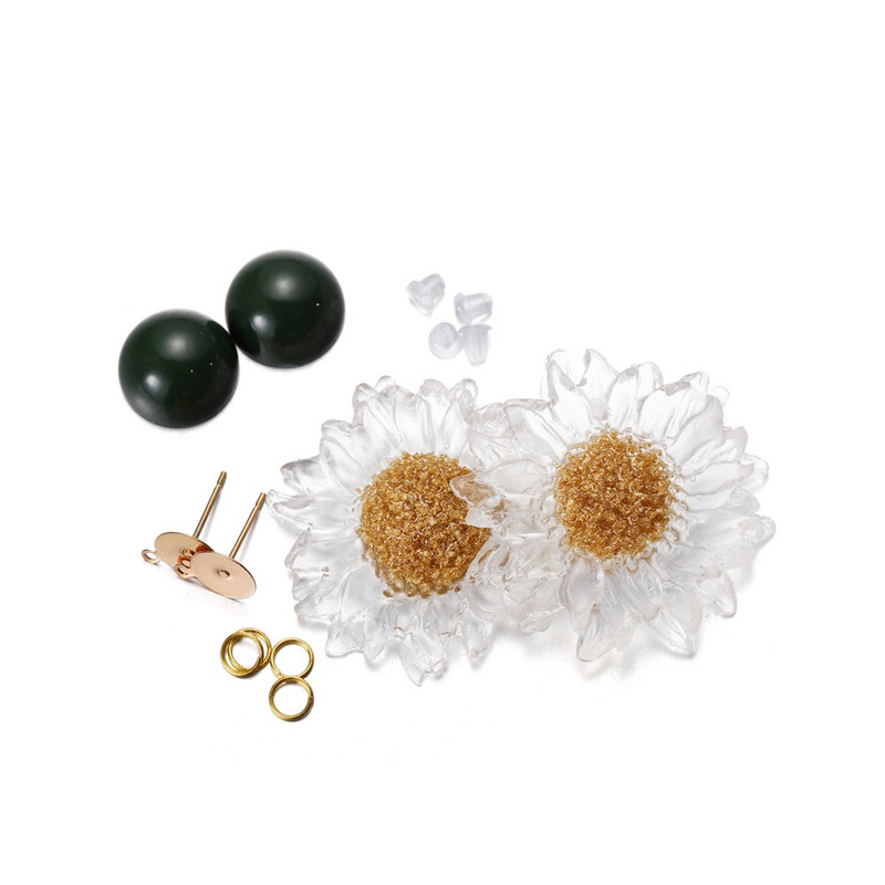 1 set kompleta naušnica. Jednostavna kukica za naušnice u obliku cvijeta. Naušnice s privjeskom. Za početnike. Komplet dodataka za izradu naušnica.