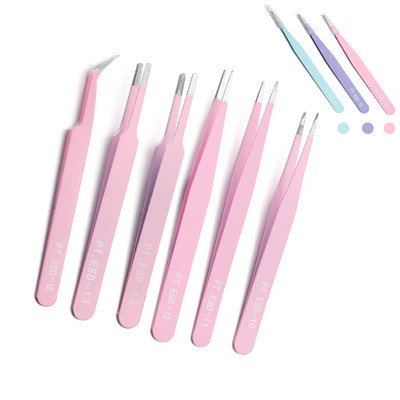 6 стила Цветни антистатични пинсети UV епоксидни инструменти за Направи си сам Гривна Обеци Изработка на бижута Намиране на пинсети за вежди